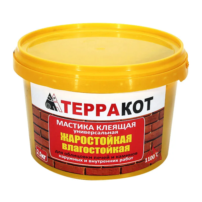 Мастика жаростойкая клеящая Терракот, 2,5 кг
