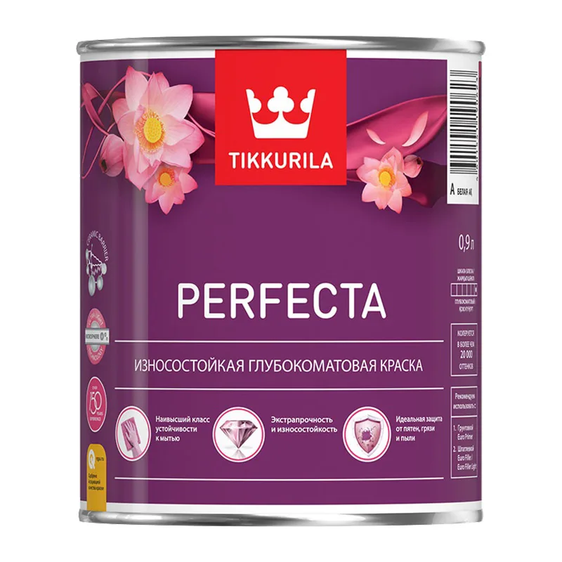 Краска интерьерная Tikkurila/Tikkivala Perfecta основа А глубоко матовая (0,9 л)