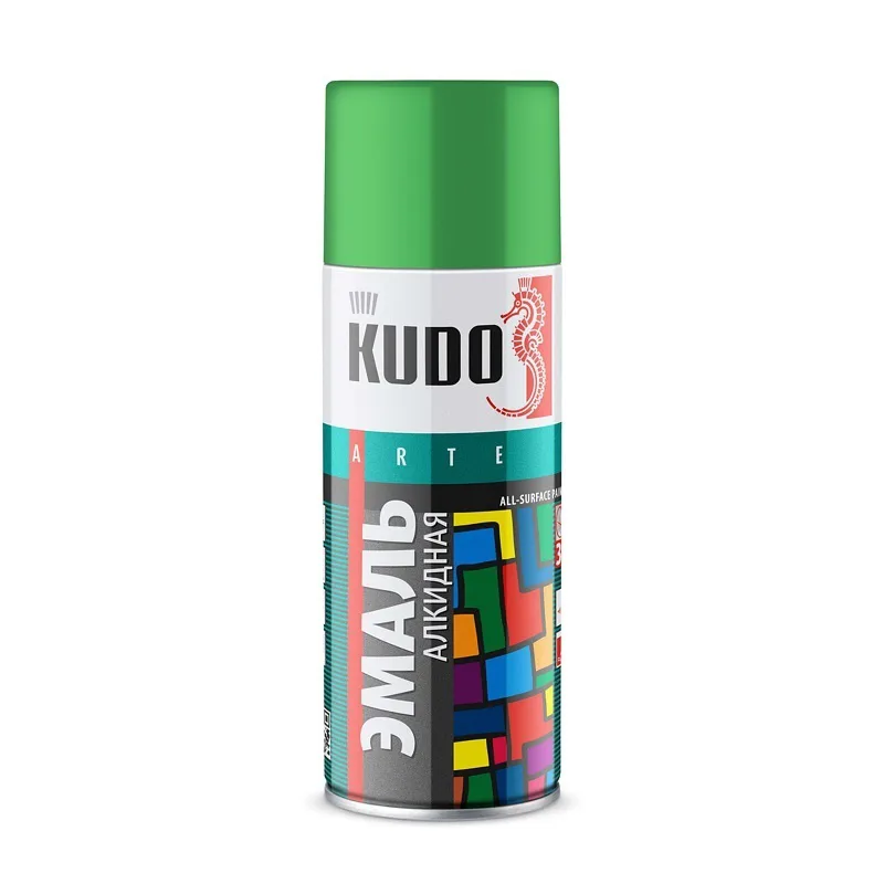 Эмаль аэрозольная Kudo KU-1006 RAL 6024 универсальная светло-зелёная (0,52 л)
