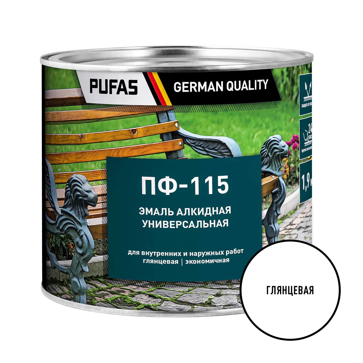 Эмаль Pufas ПФ-115 ГОСТ белая (1,9 кг)