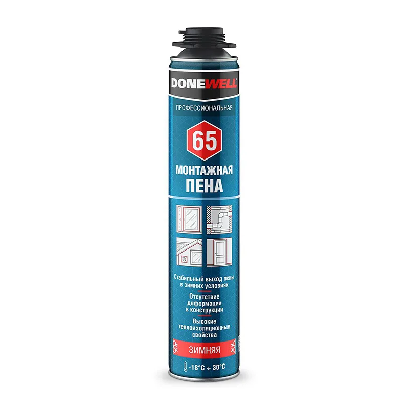 Пена полиуретановая монтажная Donewell 65, зимняя (1 л)