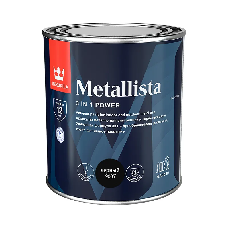 Краска по ржавчине Tikkurila/Tikkivala Metallista черная (0,8 л)