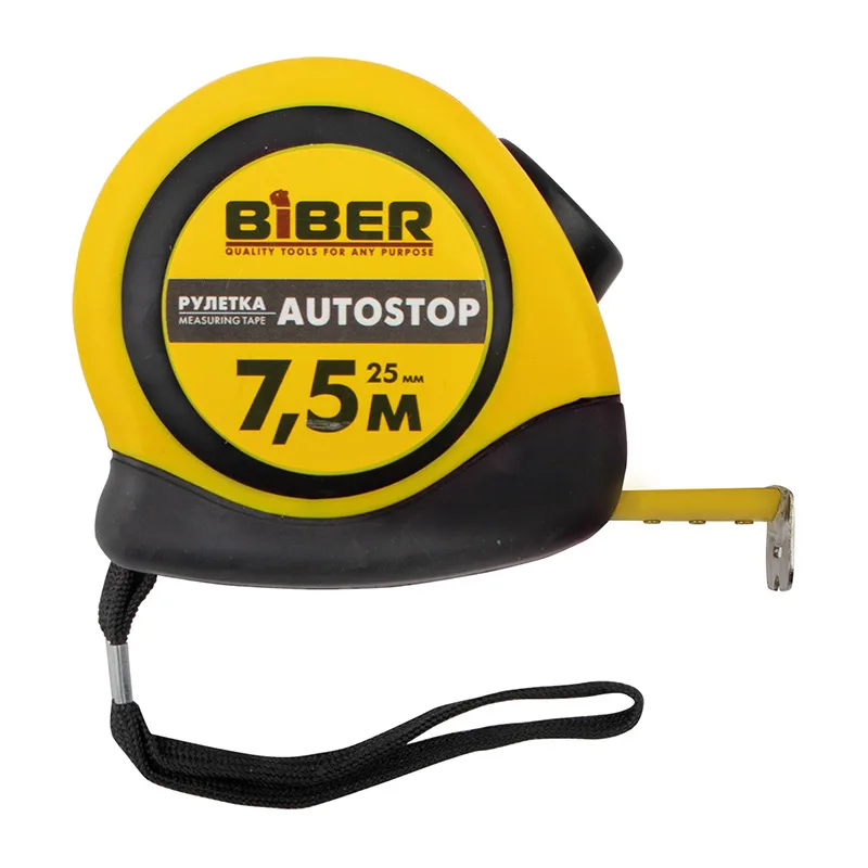 Рулетка Biber 40074 Autostop 7,5 м/25 мм