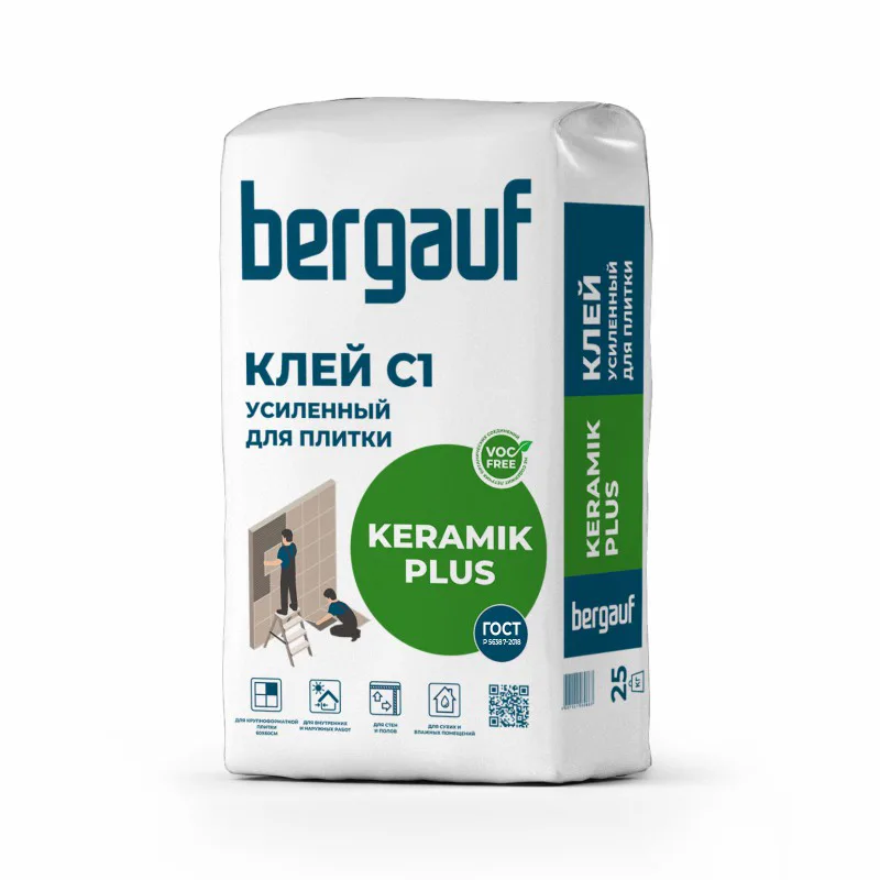 Клей для плитки Bergauf Keramik Plus, усиленный (25 кг)