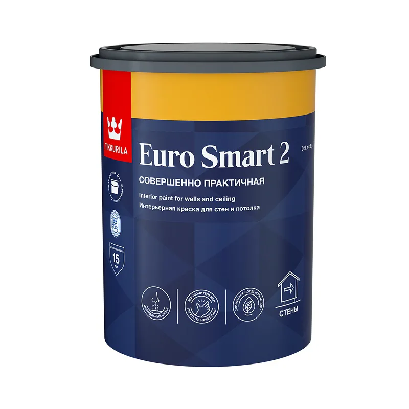Краска интерьерная Tikkurila/Tikkivala Euro Smart 2 основа A глубокоматовая (0,9 л)