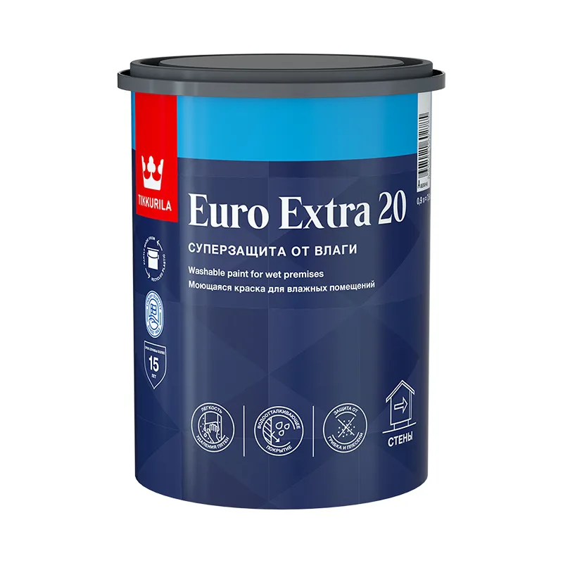 Краска для влажных помещений Tikkurila/Tikkivala Euro Extra 20 С полуматовая (0,9 л)