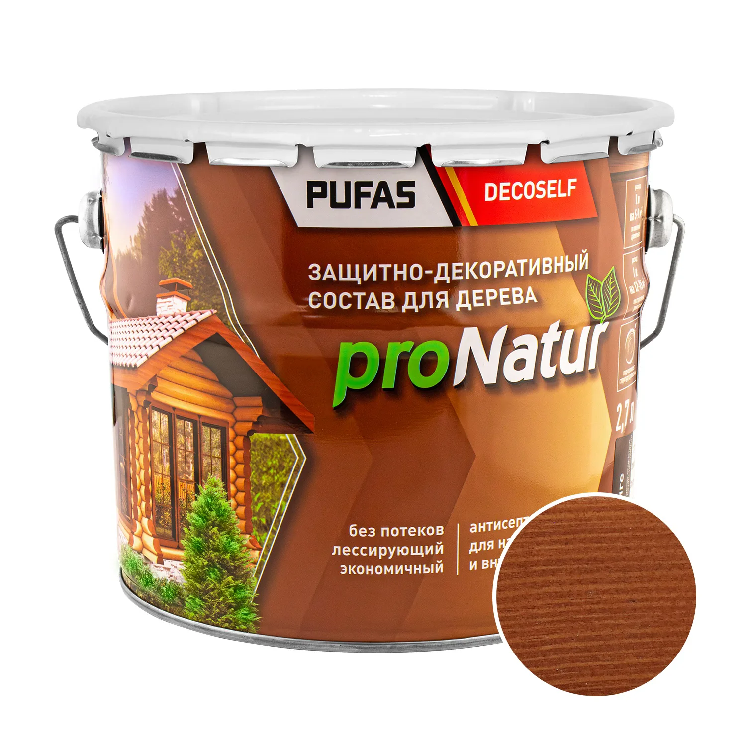 Антисептик лессирующий для дерева Pufas ProNatur тик (2,7 л)