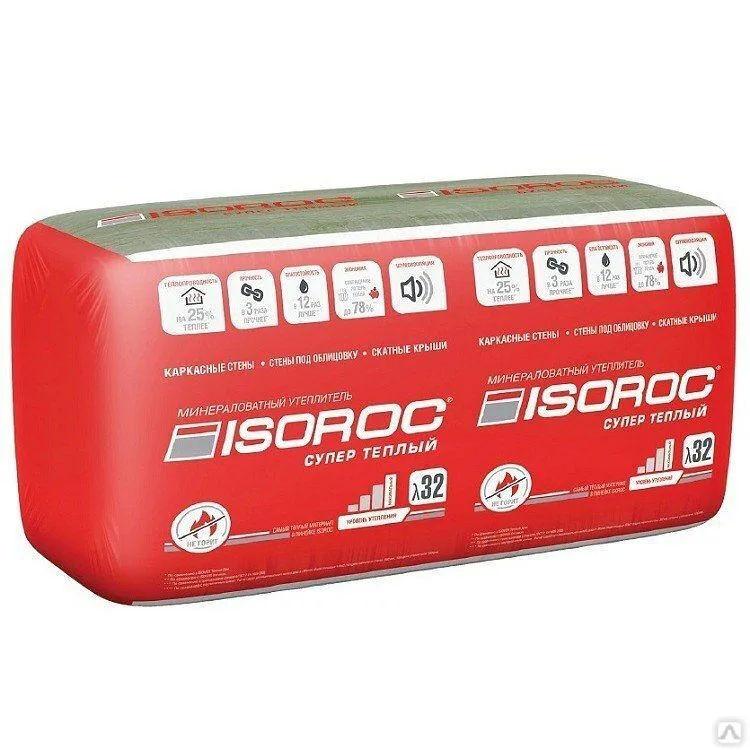 Утеплитель Isoroc супер теплый 100мм (0,305м3/3,05м2/5шт)