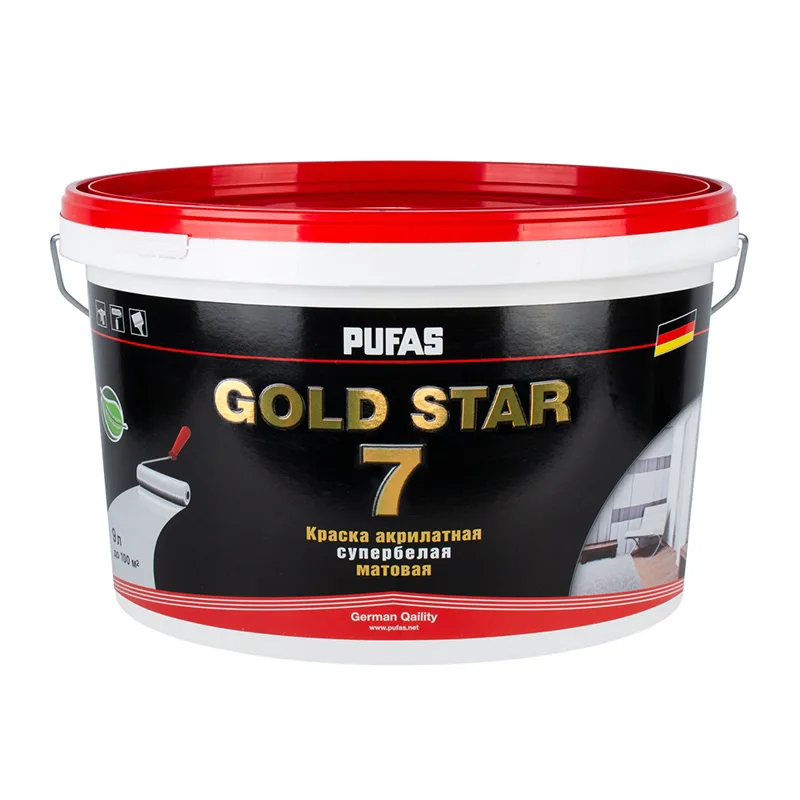 Краска акрилатная Pufas Gold Star 7 основа D матовая (9 л)