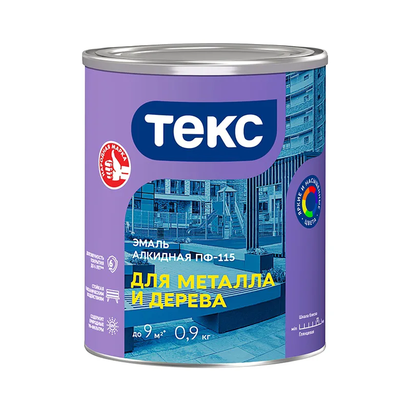 Эмаль Текс ПФ-115 для металла и дерева белая глянцевая (0,9 кг)