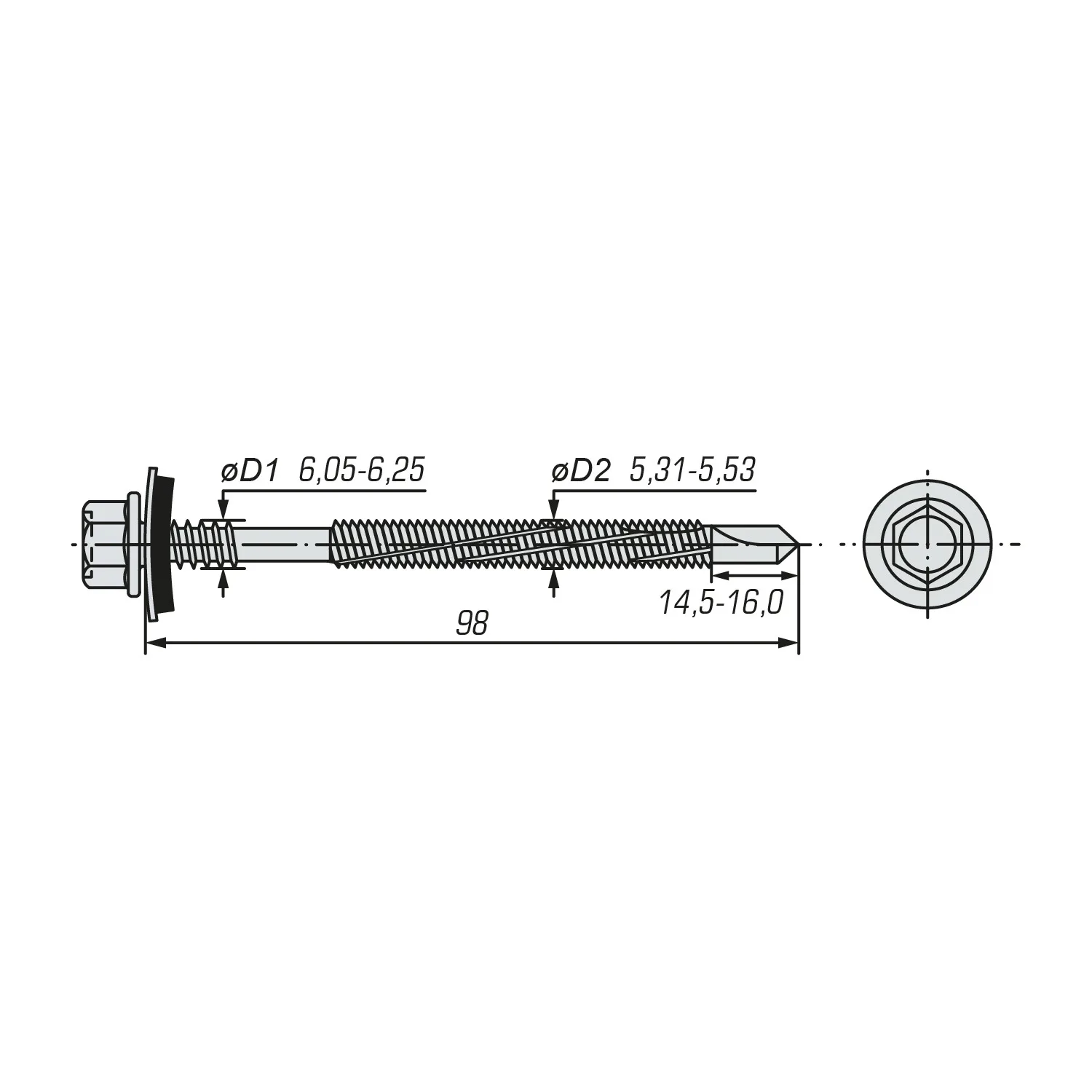 Саморез для сэндвич-панелей SWFS 6,3/5,5х98 (100 шт)