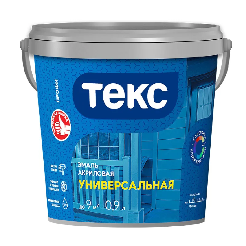 Эмаль универсальная Текс акриловая белая матовая (0,9 л)