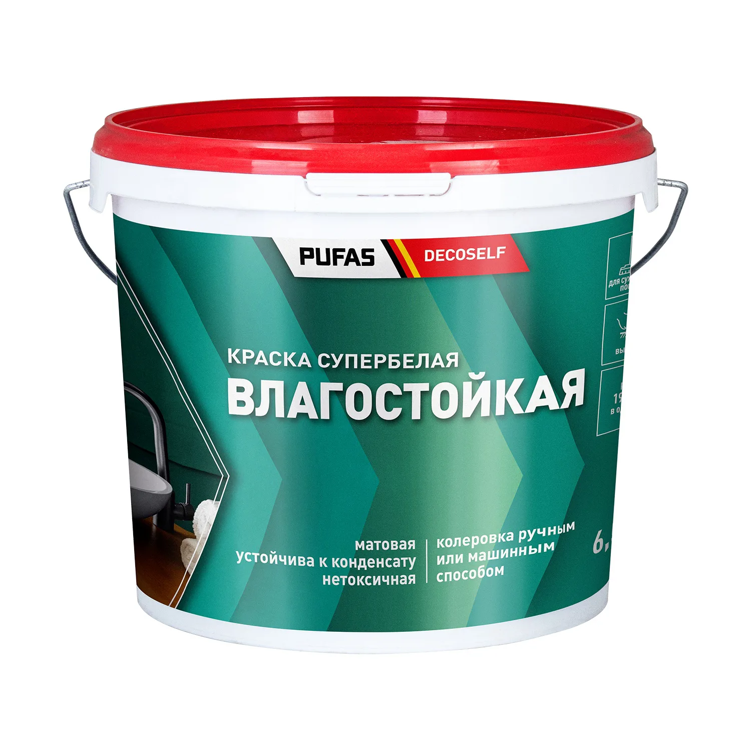 Краска влагостойкая Pufas Decoself белая, морозостойкая (6,5 кг)