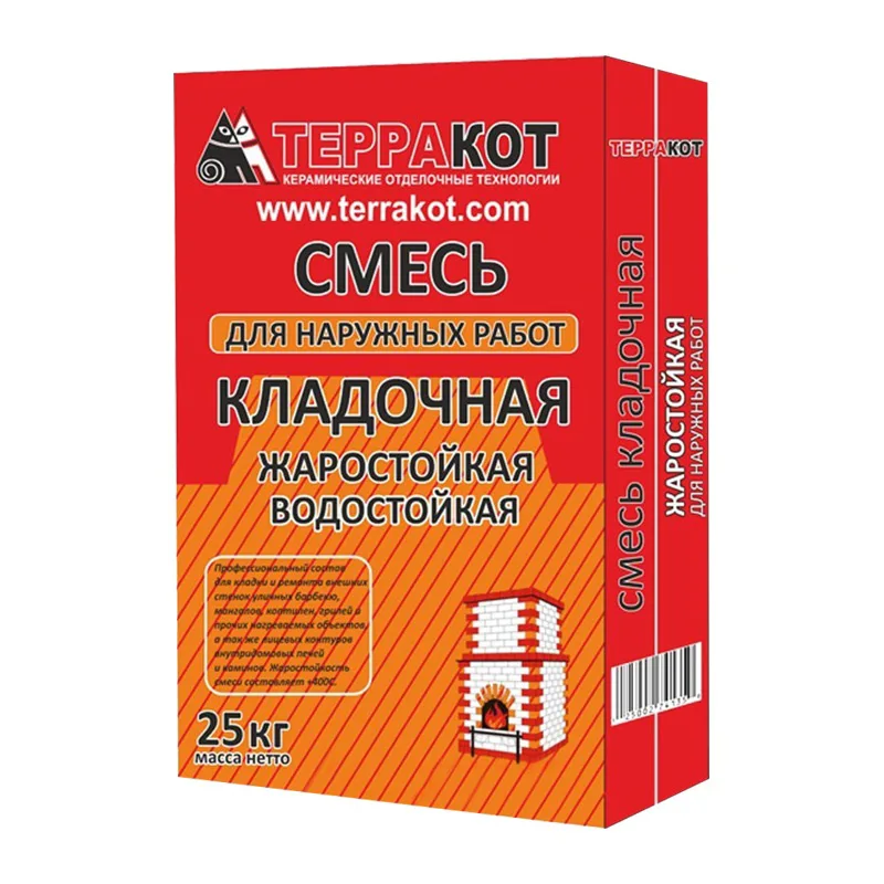 Смесь кладочная жаростойкая для наружных работ Терракот, 25 кг
